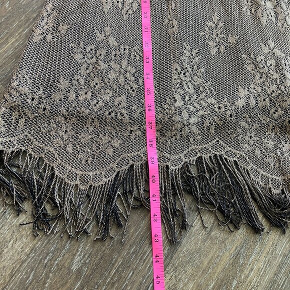 Betsey Johnson Evening Gold Metallic Floral Size M Fringe Dress - Picture 10 of 10